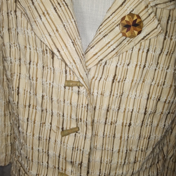J.Jill Silk Neutral Striped Blazer - Picture 4 of 7